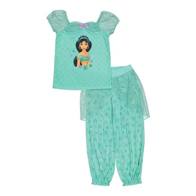 Disney Girls' Princess 2-Piece Loose-Fit Pajamas Set LOVE JASMINE