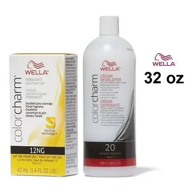 (12NG+Dev(Vol.20)32oz) Wella Color Charm 12NG Surf Side Blonde Plus Permanent Liquid Haircolor