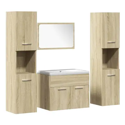 (sonoma oak, x 38.5 x cm) vidaXL Bathroom Furniture Set Piece Sink Cabinet Cupboard Engineered W