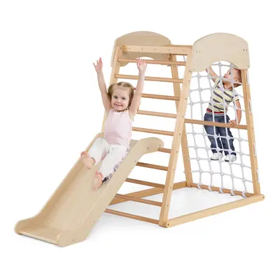 4-in-1 Jungle Gym Montessori Climber Playset With Slide & Climbing Net