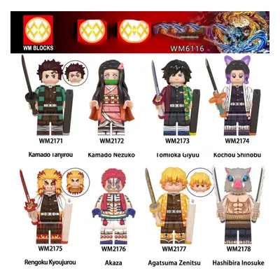 8PCS Demon Slayer Minifigure Building Blocks Fits Lego Kids Toy UK