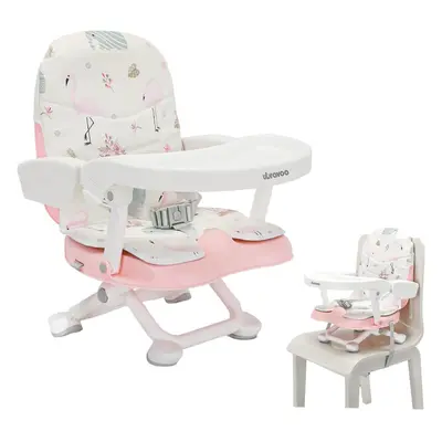 (Pink Flamingos) UBRAVOO Portable High Chair Months Plus, Lightweight Booster Seat with Removabl