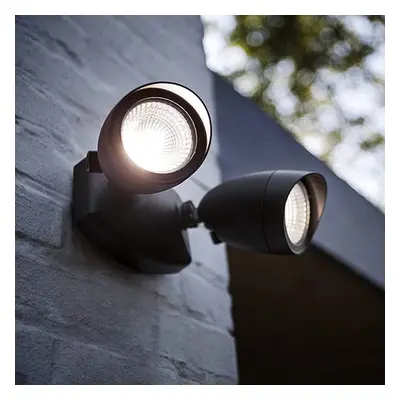 CGC Black Double Twin LED Spotlight Floodlight Outdoor Wall Light Head Spot Security Adjustable 