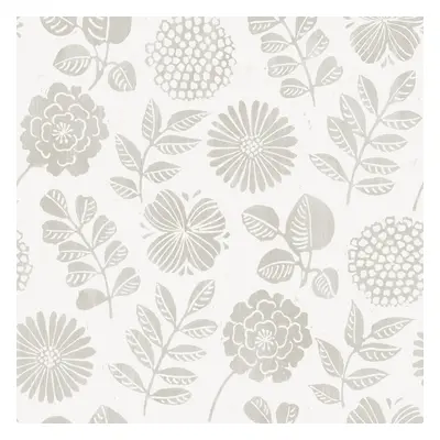 (Grey) Inge Floral Vinyl Wallpaper Fine Decor