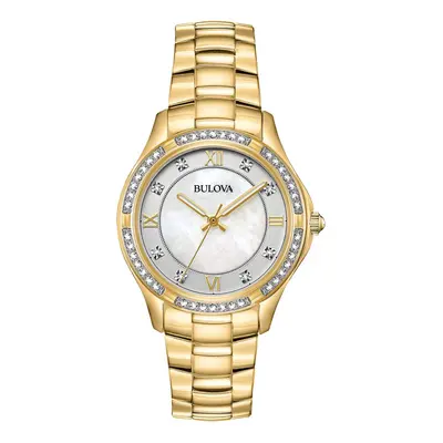 Bulova Ladies' Crystal Gold Tone Stainless Steel 3-Hand Quartz Watch