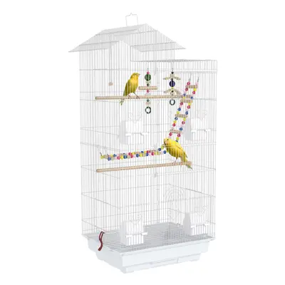 PawHut Bird Cage for Budgies, Finches, Canaries w/ Toys, Tray, White