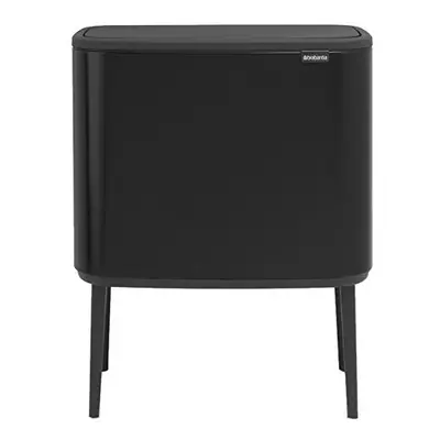 Brabantia Bo Touch Bin with Plastic Buckets, L and L-Matt Black, Steel, Inner