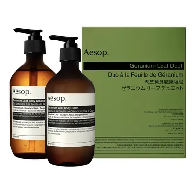 Aesop Geranium Leaf Duet - Body Cleanser + Body Balm - Aromatic Pairing For Cleansed and Supple 