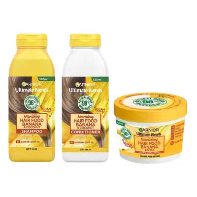 Nourishing Banana Hair Food Shampoo, Conditioner and Mask Set, For Dry Hair