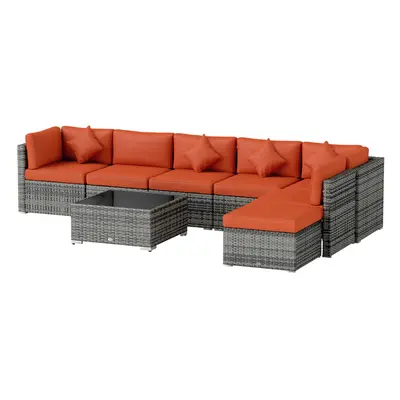 Outsunny Pieces Patio Rattan Sofa Set Outdoor Garden Furniture Set Orange