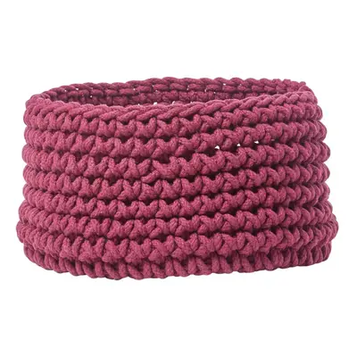 (Plum) Cotton Knitted Round Storage Basket, x cm