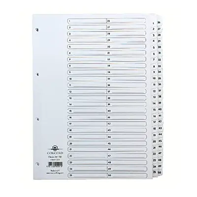 Classic Index Mylar-reinforced Punched Holes A4 White Ref 05501/CS55