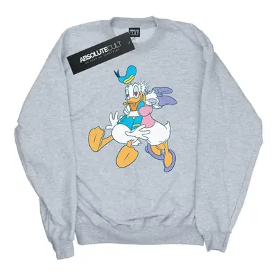 (M, Sports Grey) Disney Womens/Ladies Donald And Daisy Duck Kiss Sweatshirt