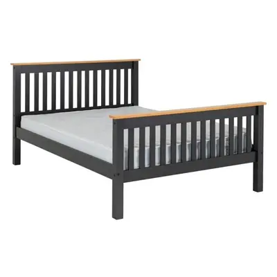 Monaco 5ft Kingsize Bed High Foot End in Grey and Oak