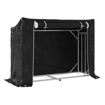 (151 x 60.5 x 110.5 cm) vidaxL Firewood Rack with Rain Cover 100.5x100.5x110.5 cm Galvanised Ste