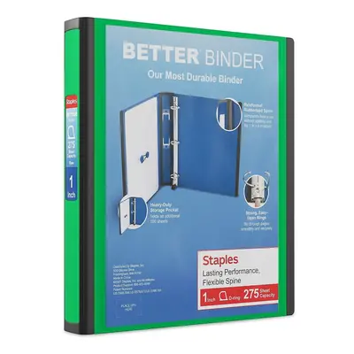 STAPLES Better 1-Inch D 3-Ring View Binder Green (19063)