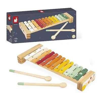 Janod - Sunshine Metal and Wood Xylophone - Children's Musical Instrument - Pretend Play and Mus