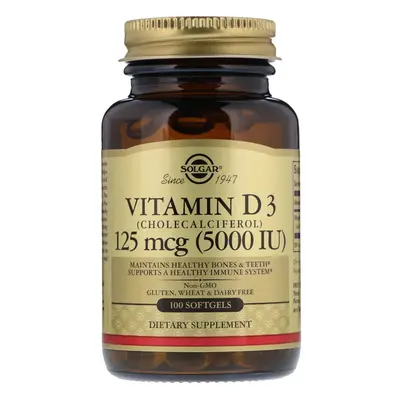 Solgar, Vitamin D3 (Cholecalciferol), mcg (5,000 IU), Softgels