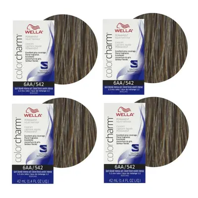 (4Pk 6AA Dark Blonde Intense Ash ) Wella Color Charm Permanent Liquid Color | Wella Permanent Ha