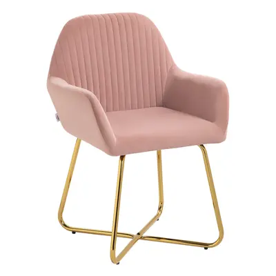 HOMCOM Modern Accent Chair Velvet-Touch Upholstered Armchair Pink