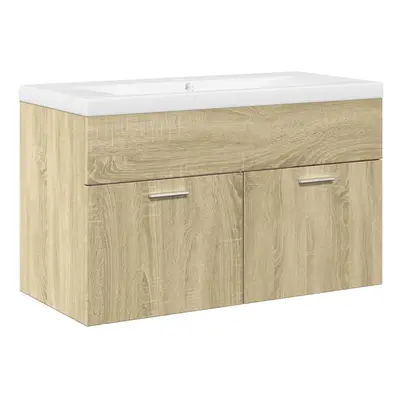 (sonoma oak, x 38.5 x cm) vidaXL Bathroom Sink Cabinet with Built-in Basin Sink Cupboard Concret