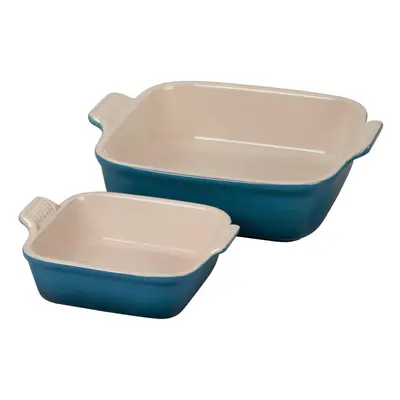 Le Creuset Stoneware Heritage Set of Square Dishes , Small - oz. & Medium - qt., Deep Teal