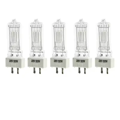 5x 500W Fresnel Tungsten Halogen Bulb - GY9.5 Fitting