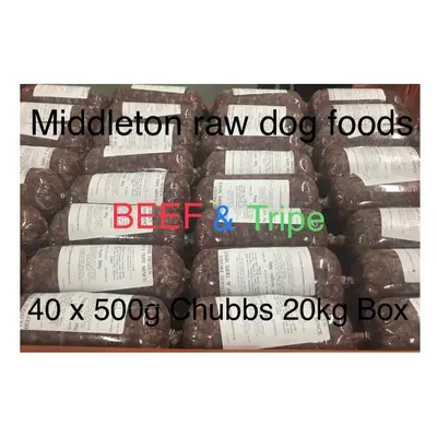 RAW Frozen Dog Food BEEF & TRIPE x 500g Chubs 20kg Box RAW DIET