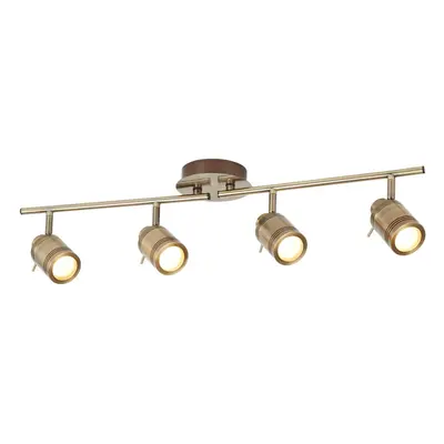 4 Light IP44 Bathroom Spot Split-Bar Antique Brass