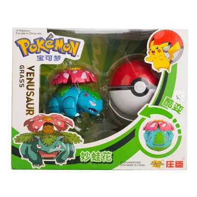 (Venusaur With Box) Original Box Pokemon Styles Pokeball Deformation Toy Set Anime Figure