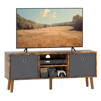 HOMCOM Modern TV Cabinet Stand w/ Shelves & Drawers, Bedroom Rustic Brown