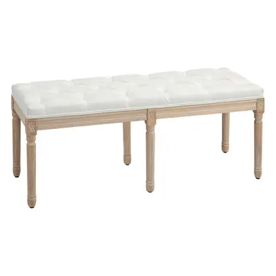 HOMCOM End of Bed Bench, Upholstered Bedroom Bench, Cream White