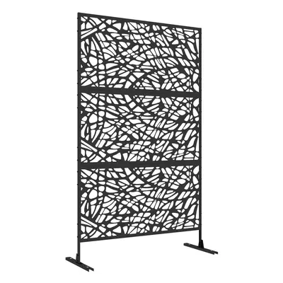 Outsunny 6.5FT Metal Outdoor Privacy Screen Panel w/ Stand, Twisted Lines