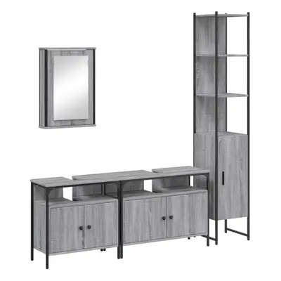 (grey sonoma) vidaXL Bathroom Furniture Set Piece Storage Sink Cabinet Engineered Wood