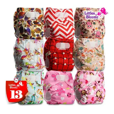 (13) [Littles&Bloomz]9pcs/set STANDARD Hook-Loop Reusable Washable Real Cloth Nappy Diaper,9 nap