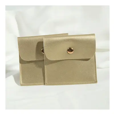 (Gold, 100pcs 8x8cm) 10/50/100Pcs PU Leather Snap Button 8x8cm Bag Storage Pouch for Ring Earrin