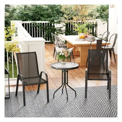 Outsunny Garden Bistro Set, Small Garden Set w/ Stackable Chairs, Black