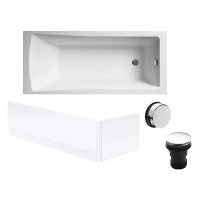 Square Single Ended Bath, Front and End Panels and Chrome Waste - x 700mm