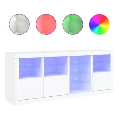 (white) vidaXL Sideboard with LED Lights Home Cupboard Side Cabinet Storage Highboard