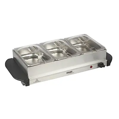 Cooks Professional 3-Section Buffet Warmer | 4.5 Litre Capacity with Hotplate Function | Adjusta