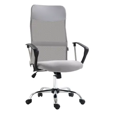 HOMCOM Executive Office Chair High Back Mesh Back Seat Desk Chairs, Light Grey