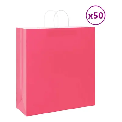 (pink, x x cm) vidaXL Paper Bags pcs with Handles Brown 15x8x21 cm Grocery Paper Gift Bag