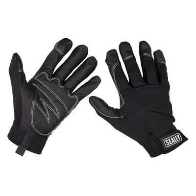 PAIR Light Palm Black Mechanics Gloves - Large - Touchscreen Index Fingertip