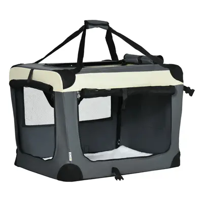 PawHut 70cm Foldable Pet Carrier Bag Soft Travel Dog Crate for Small Dogs Grey