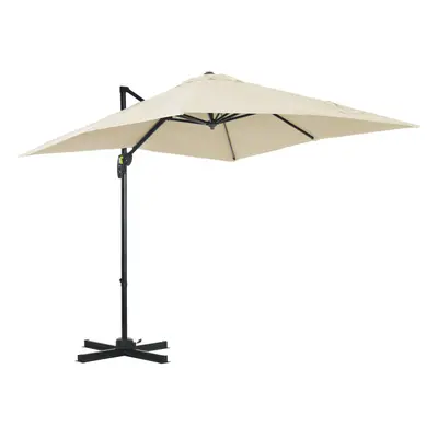 Outsunny Square Cantilever Roma Parasol Rotation w/ Hand Crank, Cream White