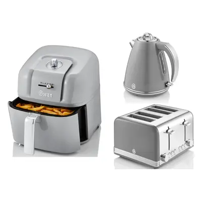 Swan Retro Grey 1.5L Jug Kettle, Toaster & 6L Digital Air Fryer Set