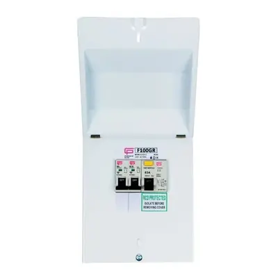 FUSEBOX GARAGE UNIT 63A 30mA RCD + B6/B16 MCBs, F100GRA