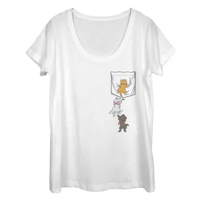 Disney Aristocats Kitten Crawl Women's Short Sleeve Tee Shirt White