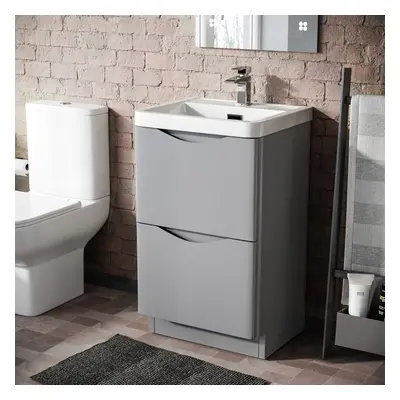 500mm Matte Grey Drawer Freestanding Vanity Basin Cabinet Bathroom | Merton