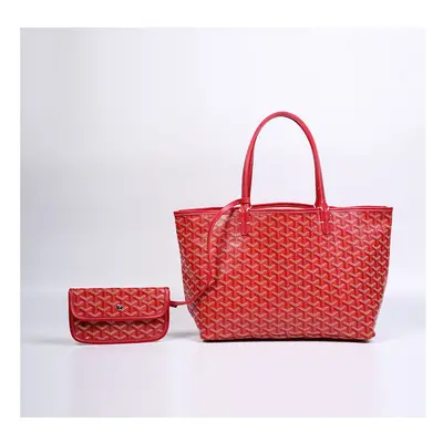 (Red , Medium ) UK Goyard Dog Tooth Bag Large Capacity Tote Mother Bag Handbag Women Gifts Bags